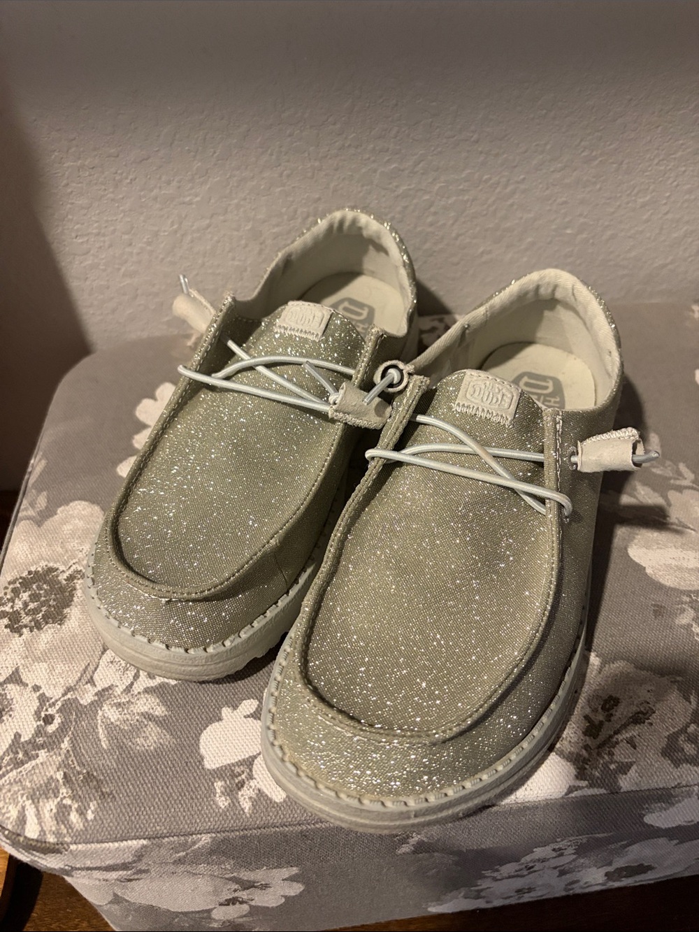 Hey Dude Wendy Funk Sparkle Slip-On Shoes - silver glitter